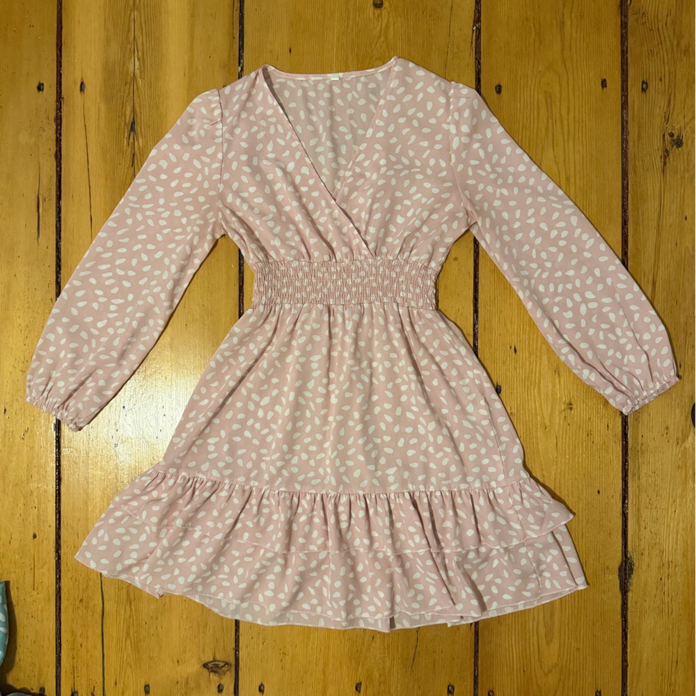 Pink and White Patterned Dress